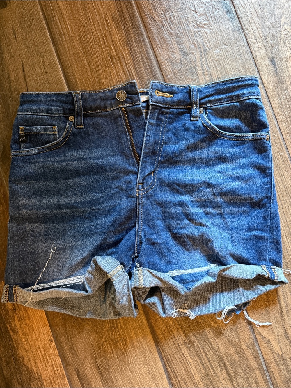 KanCan Rolled Hem Denim Shorts - Blue